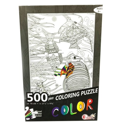 PUZZLE 500 PIEZAS PECES PARA PINTAR