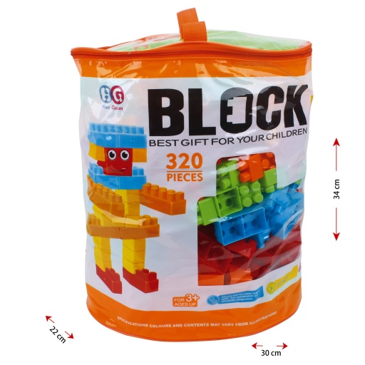 BLOCKS X 320 PIEZAS DE PLASTICO MEDIANAS BOLSA DE PVC