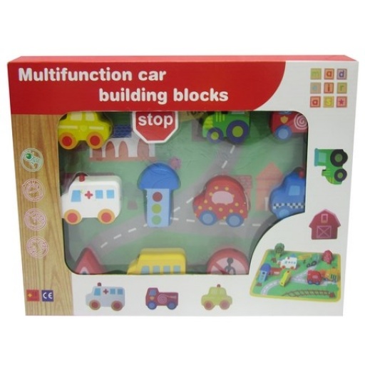 BLOCKS MADERA 12 VEHICULOS ENHEBRAR