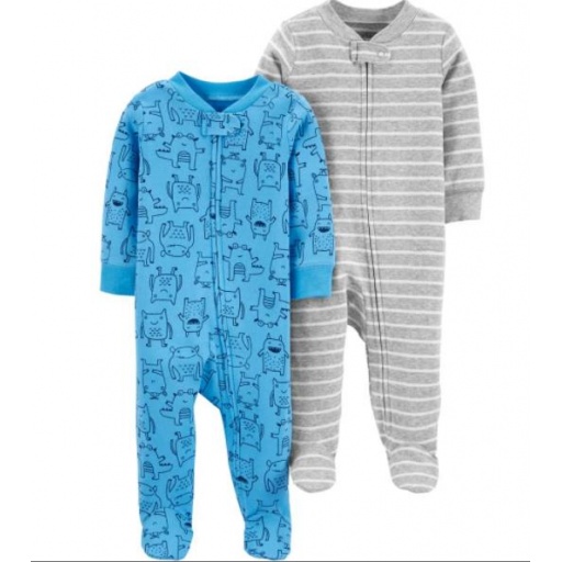 PIJAMA CARTERS PACK X2 ALGODON MONSTERS 3M