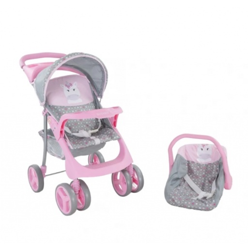 COCHE MUECA Y SILLA 2 PIEZAS 4020 UNICORNIO BEBESIT ROSA