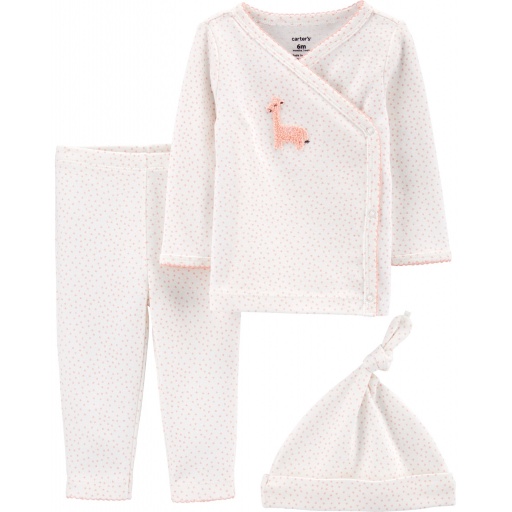 CARTERS SET 3PIEZAS  ALGODON JIRAFA 6M