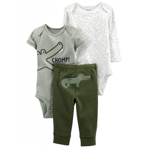 SET 3PC PANTALON COCODRILO ALGODON NIO CARTERS 3M