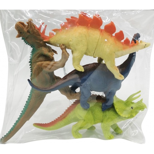 DINOSAURIOS X 4 CON ACCS EN BOLSA PVC