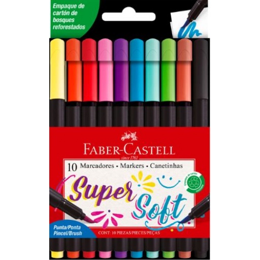 MARCADORES SUPERSOFT PUNTA PINCEL X10 FABER CASTELL