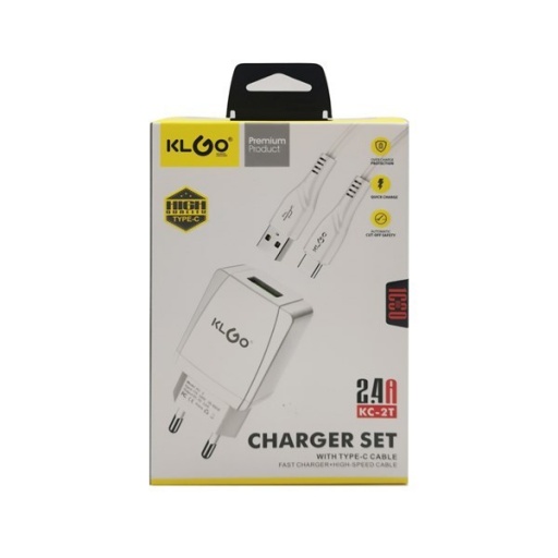 CARGADOR CON CABLE USB-C KLGO KC2T