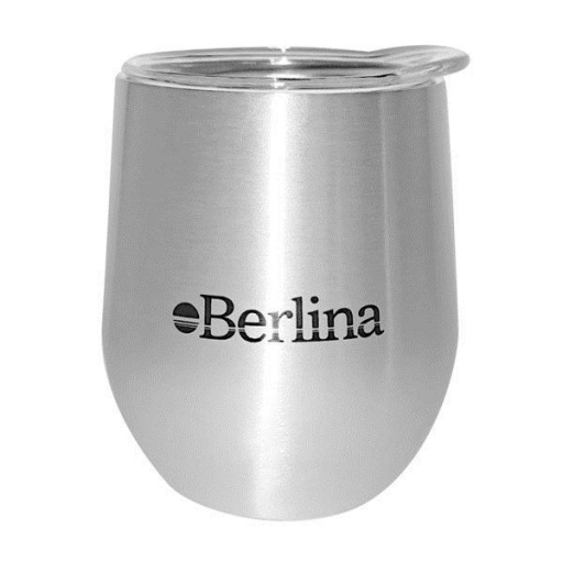 MATE BERLINA 220ML CON TAPA BRILLO PLATA