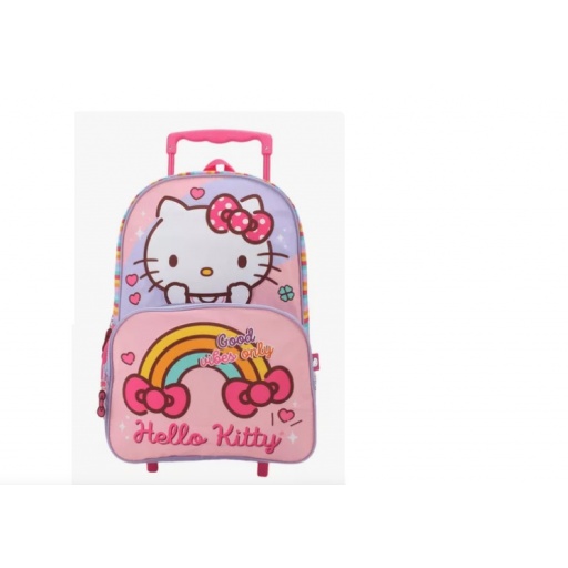 MOCHILA 16" HELLO KITTY CON CARRO Y BOLSILLO DELANTE