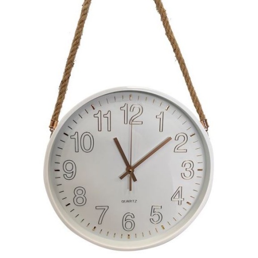 RELOJ PARED REDONDO 30CM CORREA CUERO W720