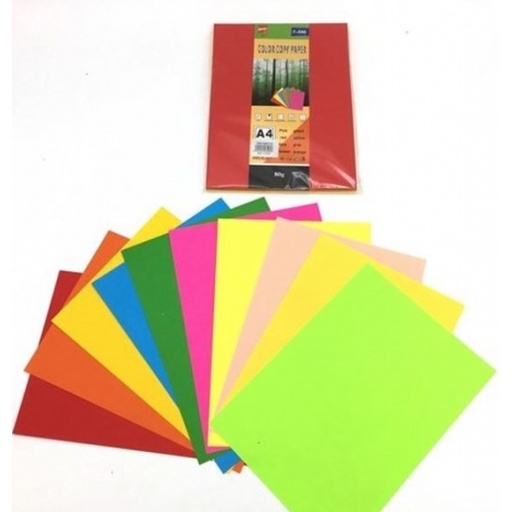 HOJAS A4 PAPEL X100 COLORES FLUO BOLSA