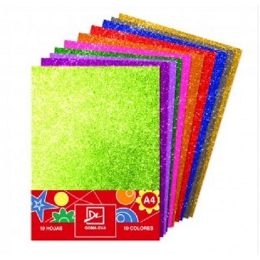 Goma Eva Pack A4 X Unidad Glitter