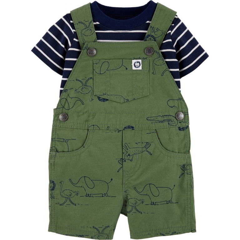 CARTERS 2PC ENTERITO ESTAMPADO CORTO Y REMERA BEBE 6M