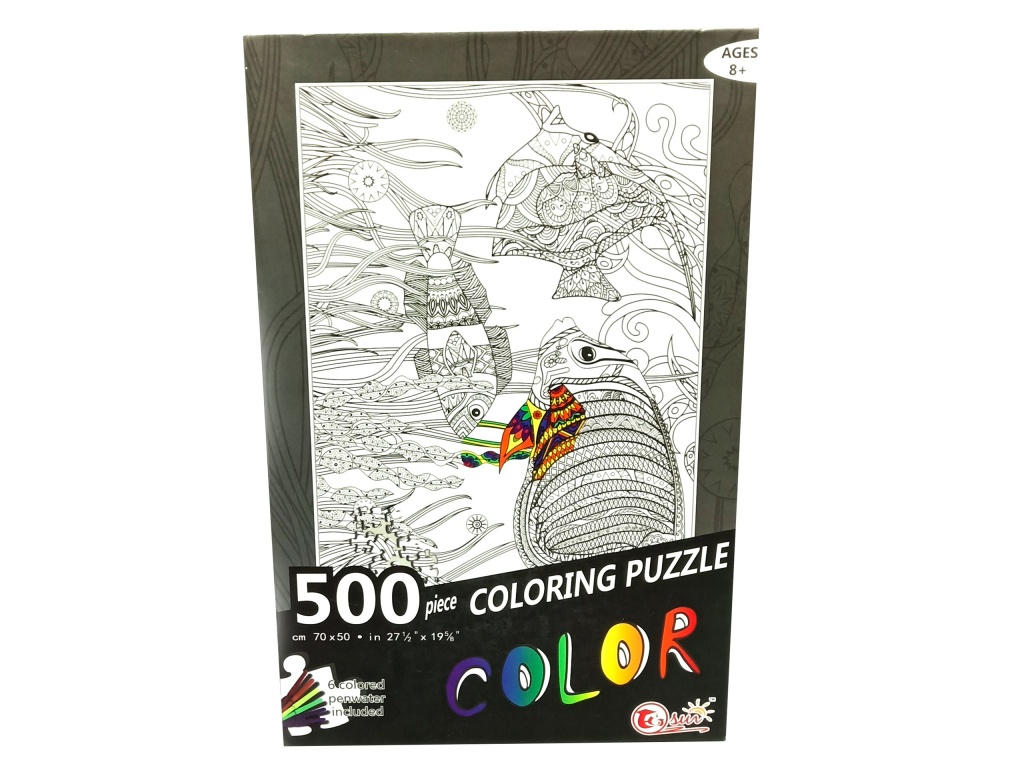 PUZZLE 500 PIEZAS PECES PARA PINTAR