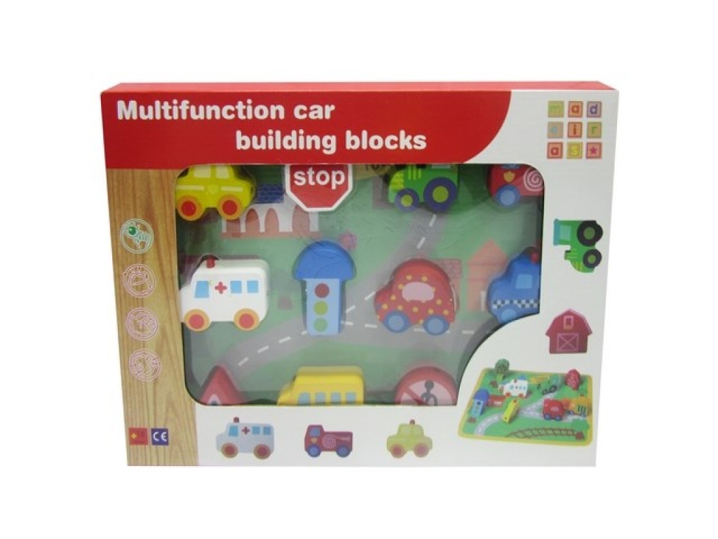 BLOCKS MADERA 12 VEHICULOS ENHEBRAR