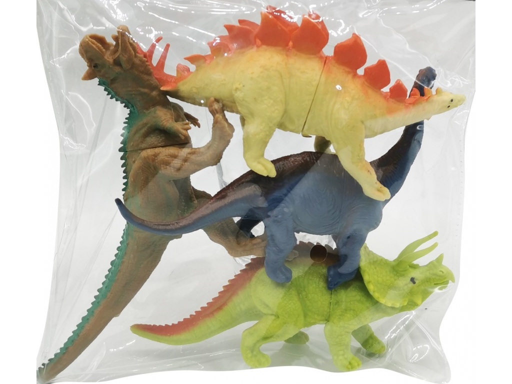 DINOSAURIOS X 4 CON ACCS EN BOLSA PVC