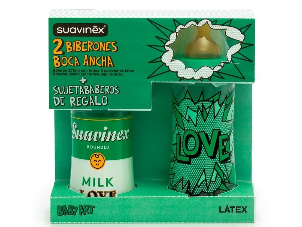 MAMADERA SUAVINEX X 2 + SUJETA BABE (270+360ML) VERDE