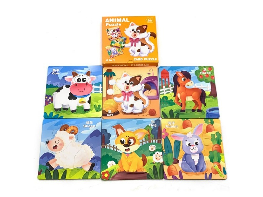 PUZZLE CARTON X 6 ANIMALES 20