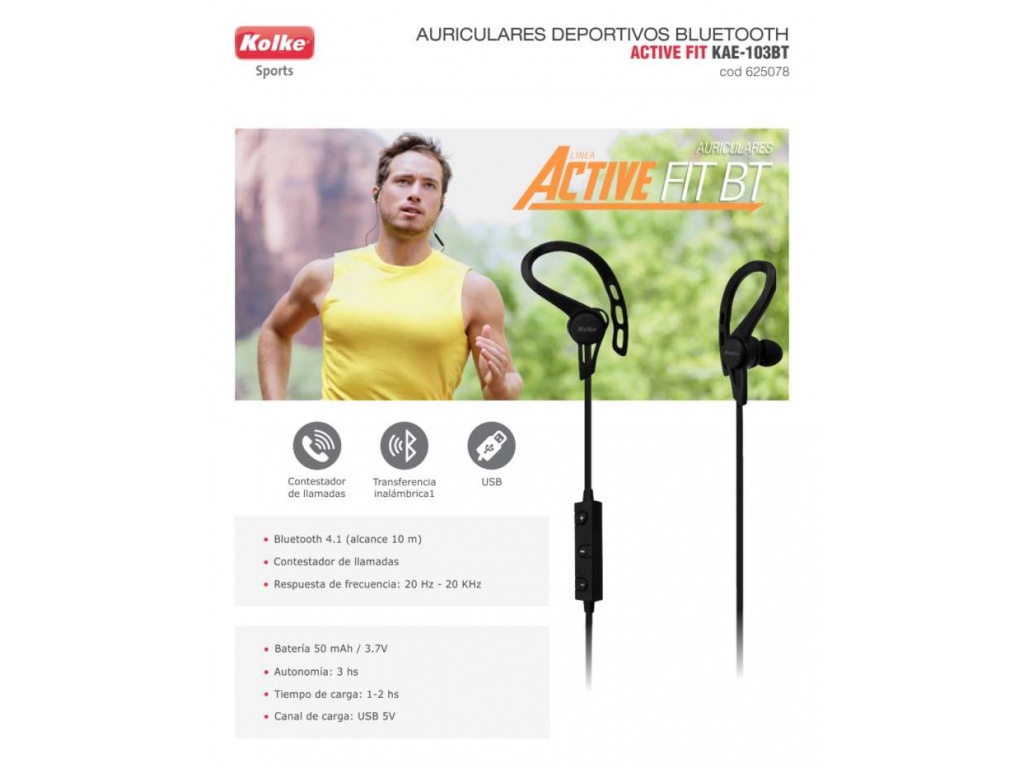 Auricular Kolke Deportivo  KAE-103BTNegro