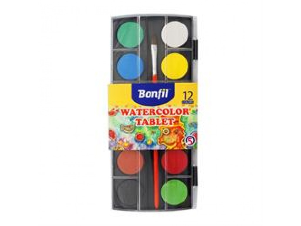 ACUARELA BONFIL X12 COLORES EN ESTUCHE