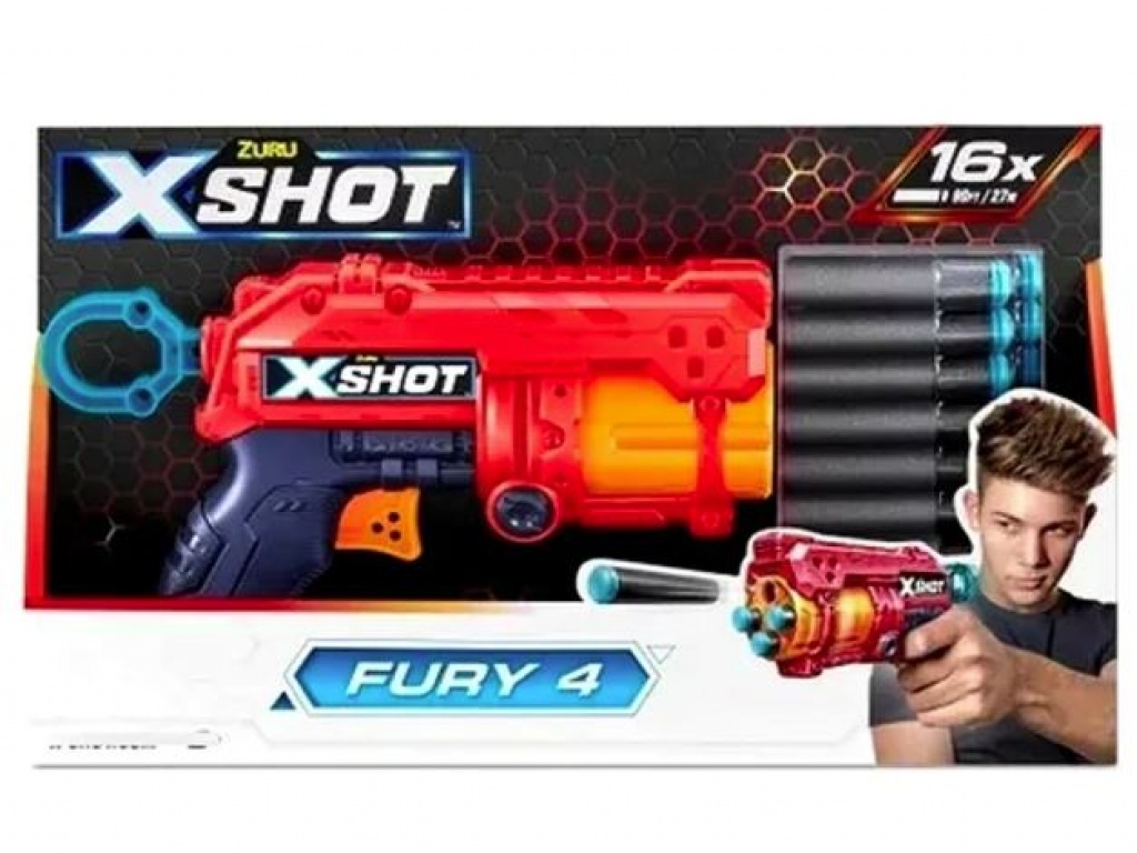 ARMA X-SHOT EXCEL FURY 4 CON 16 DARDOS ZURU