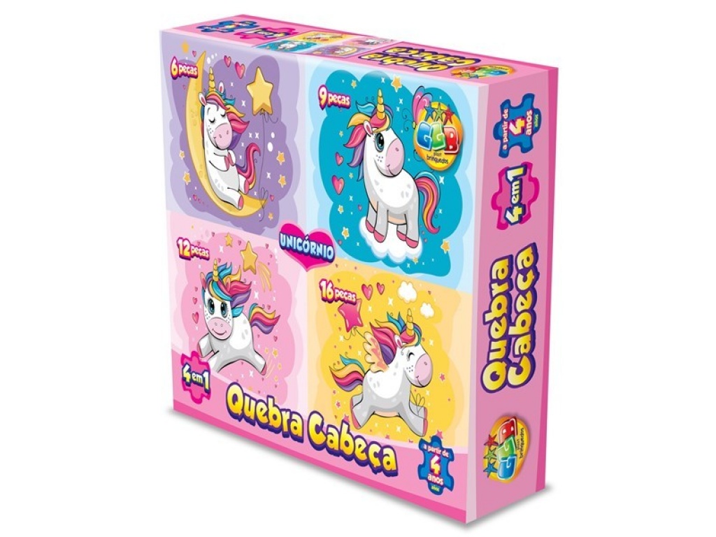 PUZZLE CARTON X 4 43 PZAS UNICORN GB 1008