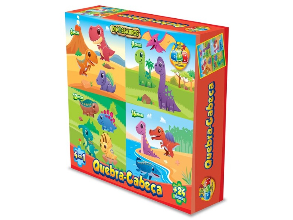 PUZZLE CARTON X 4 43 PZAS DINOSAUR GB 1007