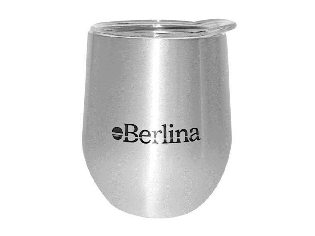 MATE BERLINA 220ML CON TAPA BRILLO PLATA