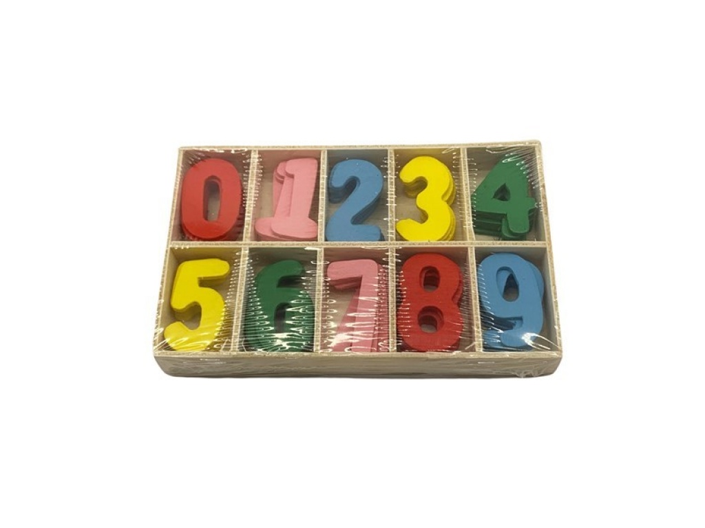 NUMEROS MADERA 50PCS EN CAJA MADERA 9006