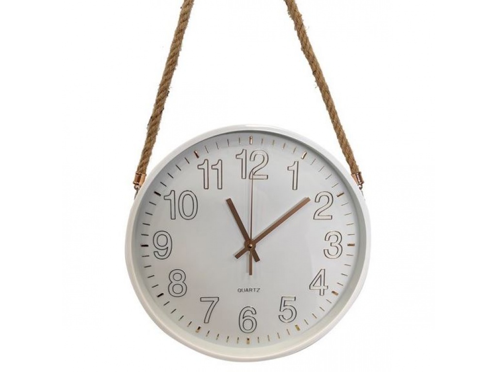 RELOJ PARED REDONDO 30CM CORREA CUERO W720