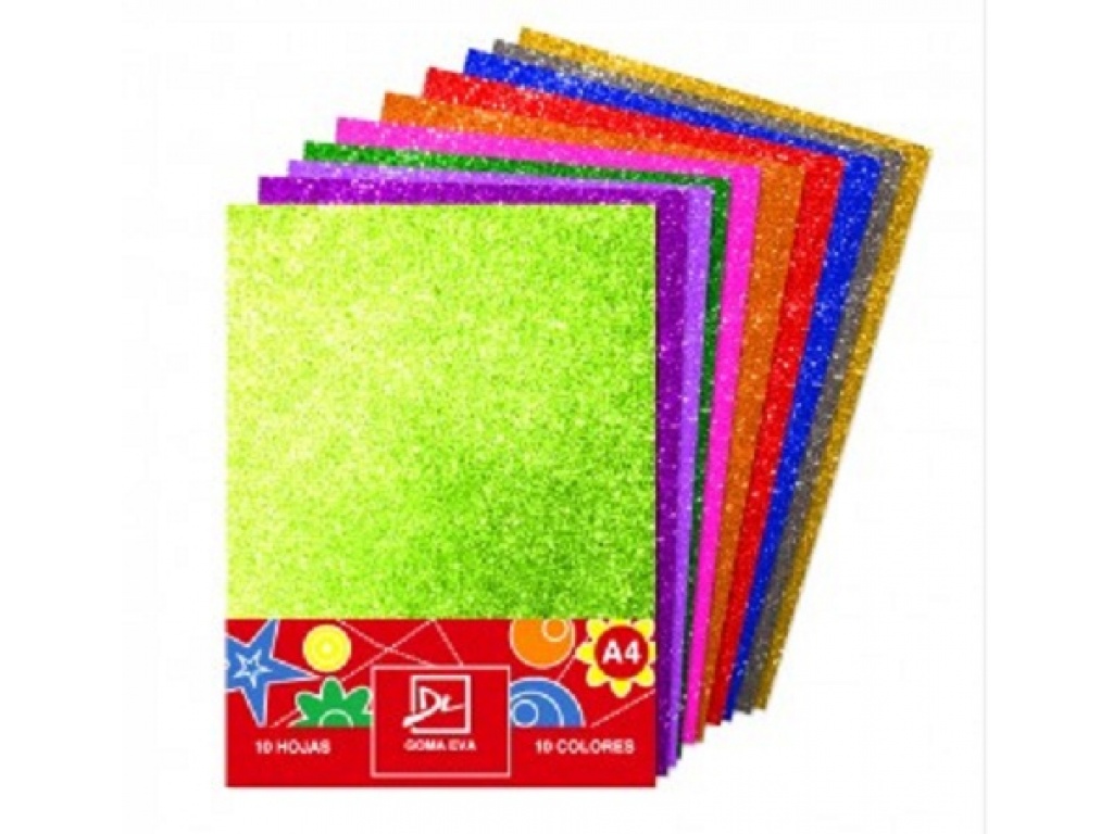 Goma Eva Pack A4 X Unidad Glitter